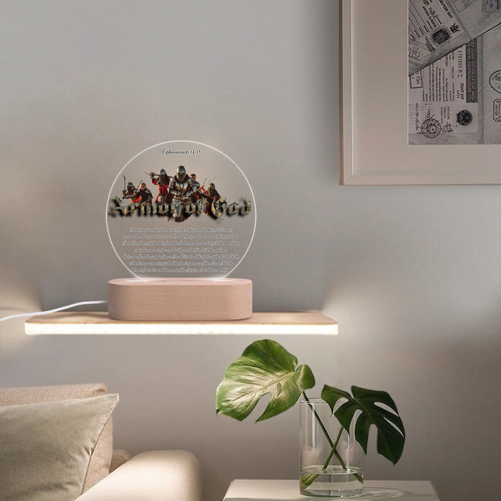 SPIRITUAL WARFARE-  Acrylic Round Lamp Night Light Home Decor, FREE SHIPPING
