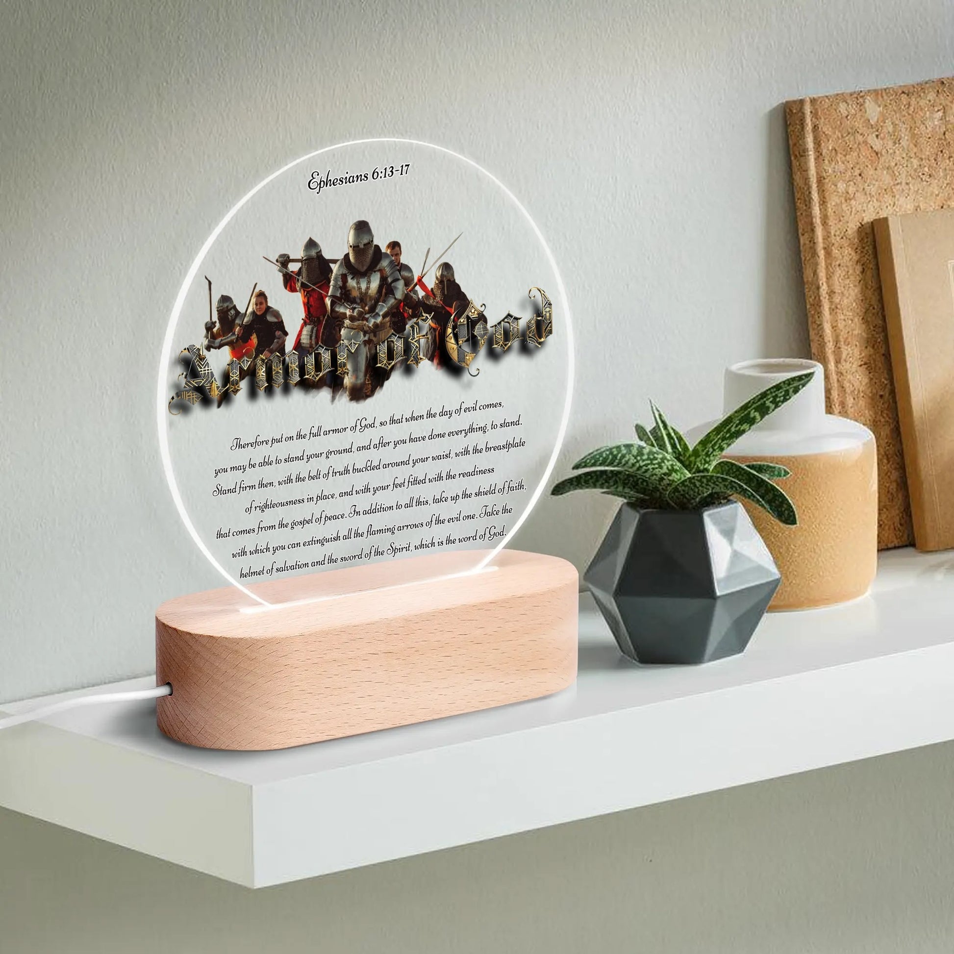 SPIRITUAL WARFARE-  Acrylic Round Lamp Night Light Home Decor, FREE SHIPPING