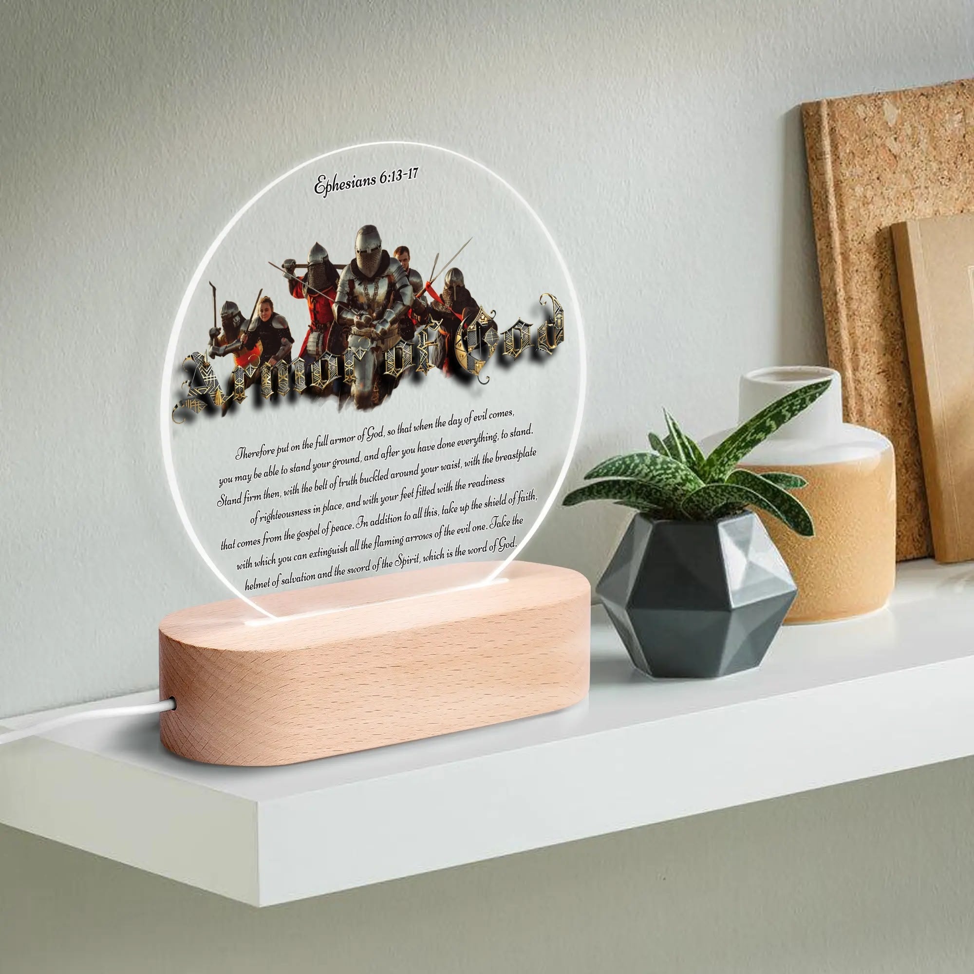 SPIRITUAL WARFARE-  Acrylic Round Lamp Night Light Home Decor, FREE SHIPPING