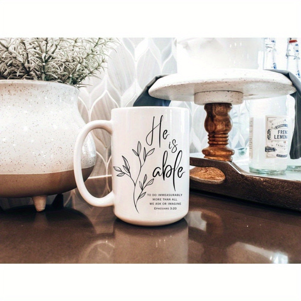 Inspiration Coffee Mug - Christian Mug with Bible Verse - He is able