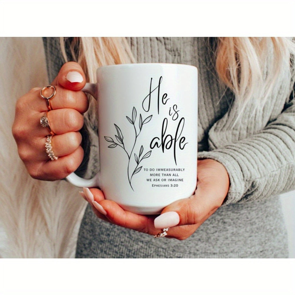Inspiration Coffee Mug - Christian Mug with Bible Verse - He is able