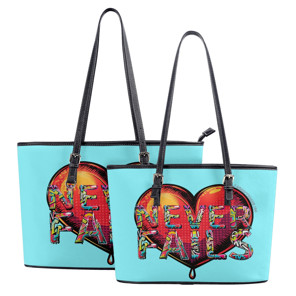 LOVE NEVER FAILS- PU Leather Tote Bag, FREE SHIPPING