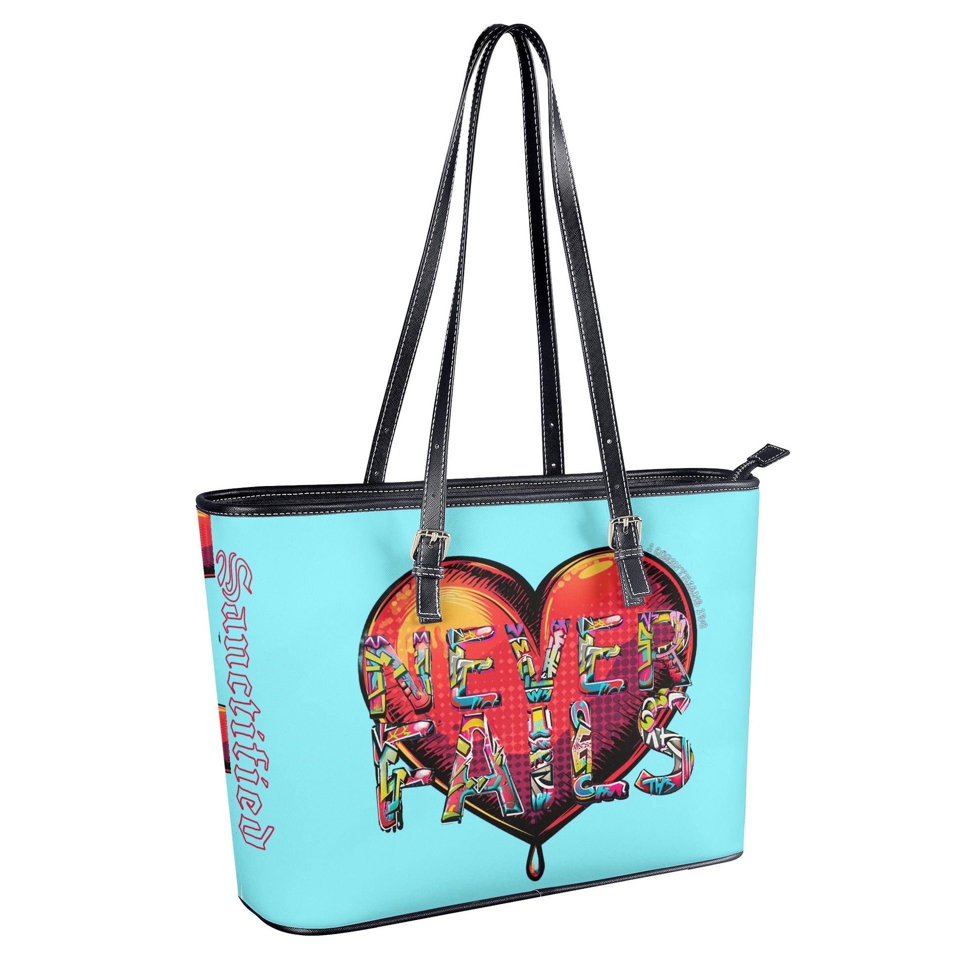 LOVE NEVER FAILS- PU Leather Tote Bag, FREE SHIPPING