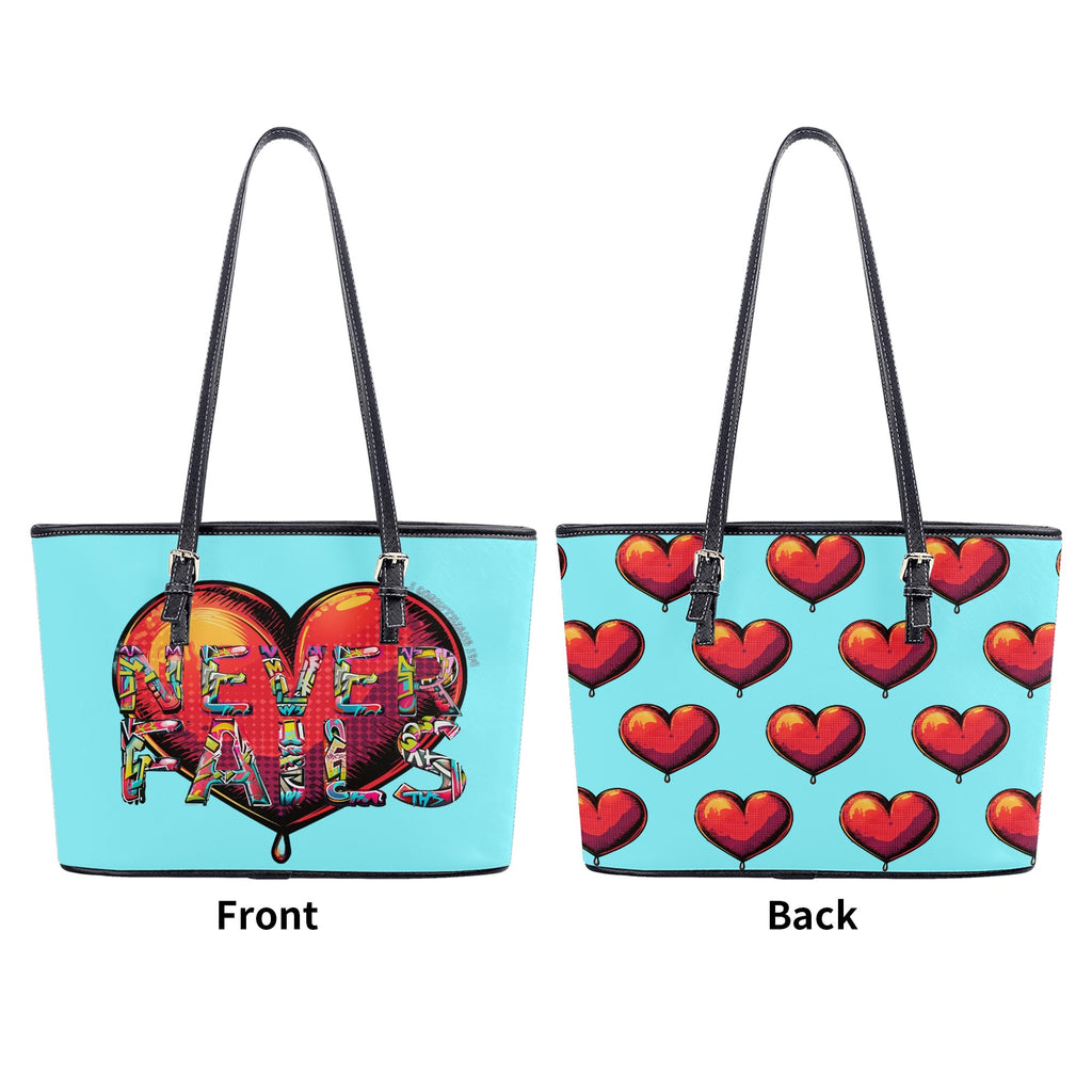 LOVE NEVER FAILS- PU Leather Tote Bag, FREE SHIPPING