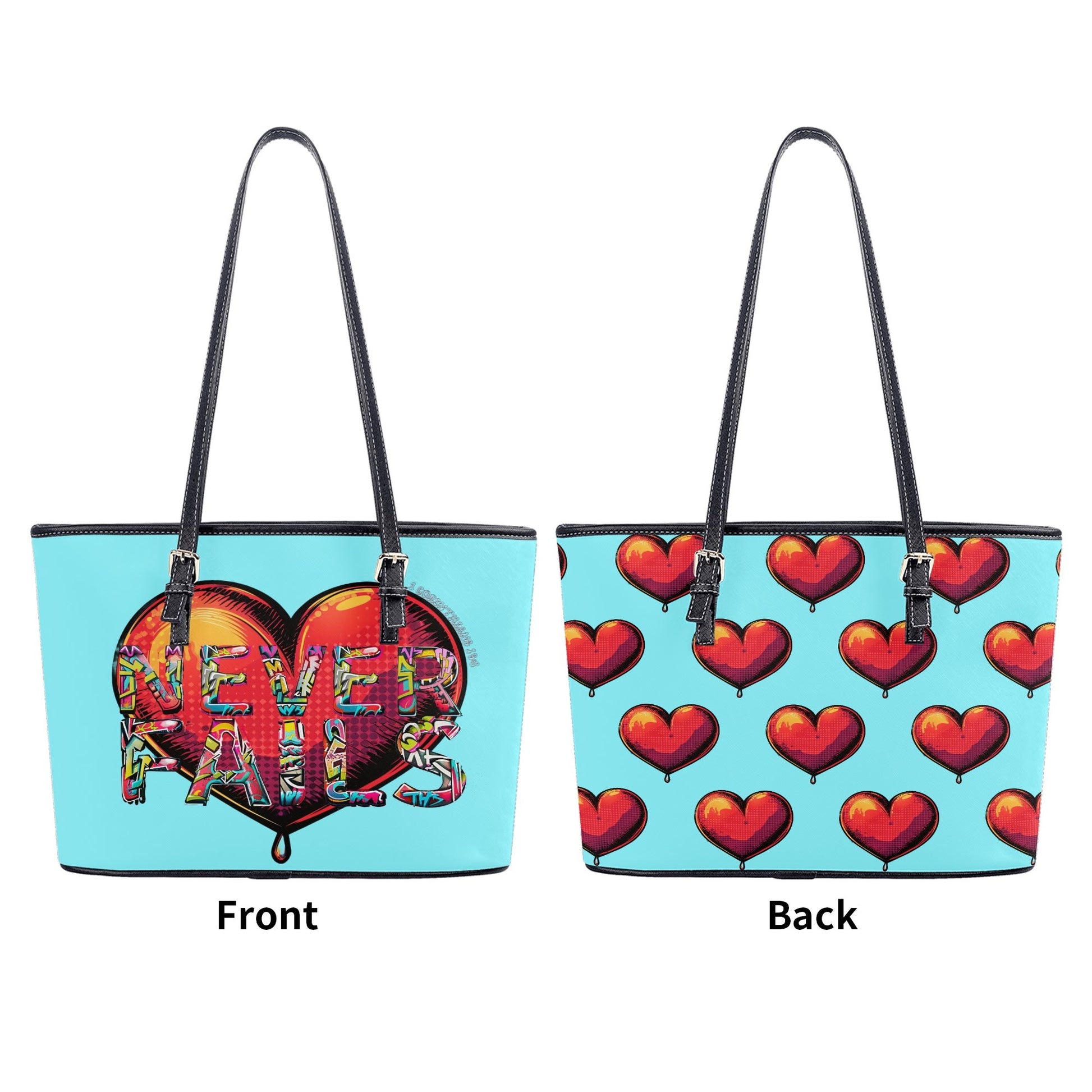 LOVE NEVER FAILS- PU Leather Tote Bag, FREE SHIPPING