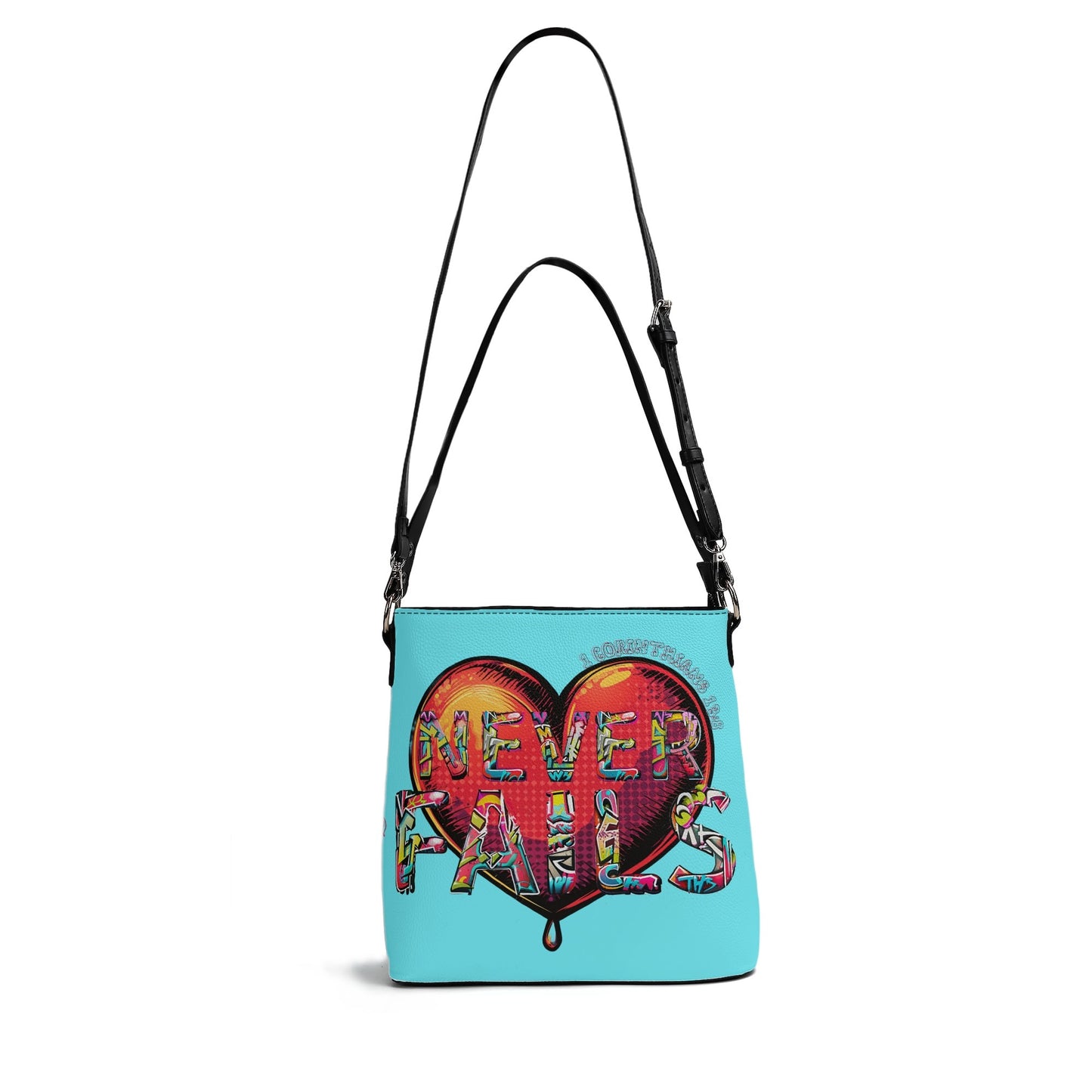 LOVE NEVER FAILS- Womens PU Bucket Bag Shoulder Bag, FREE SHIPPING