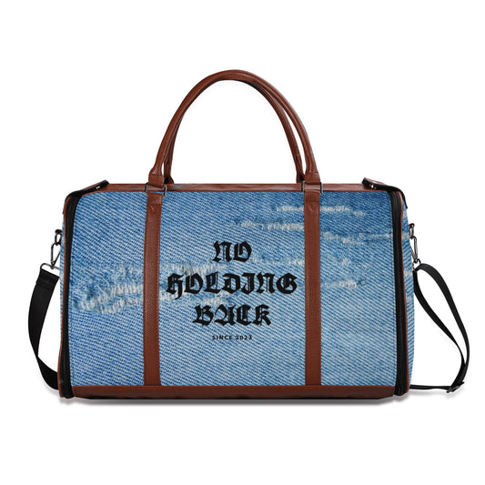 NO HOLDING BACK- Personalized Leather Duffle Bag Foldable Travel Bag, FREE SHIPPING
