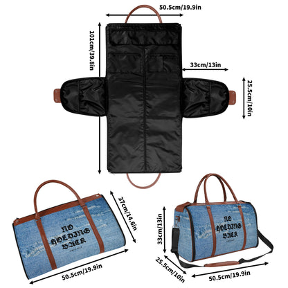 NO HOLDING BACK- Personalized Leather Duffle Bag Foldable Travel Bag, FREE SHIPPING