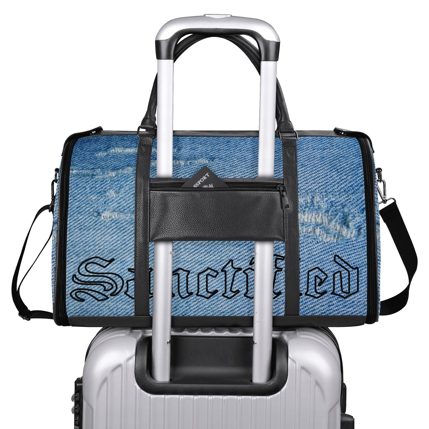 NO HOLDING BACK- Personalized Leather Duffle Bag Foldable Travel Bag, FREE SHIPPING