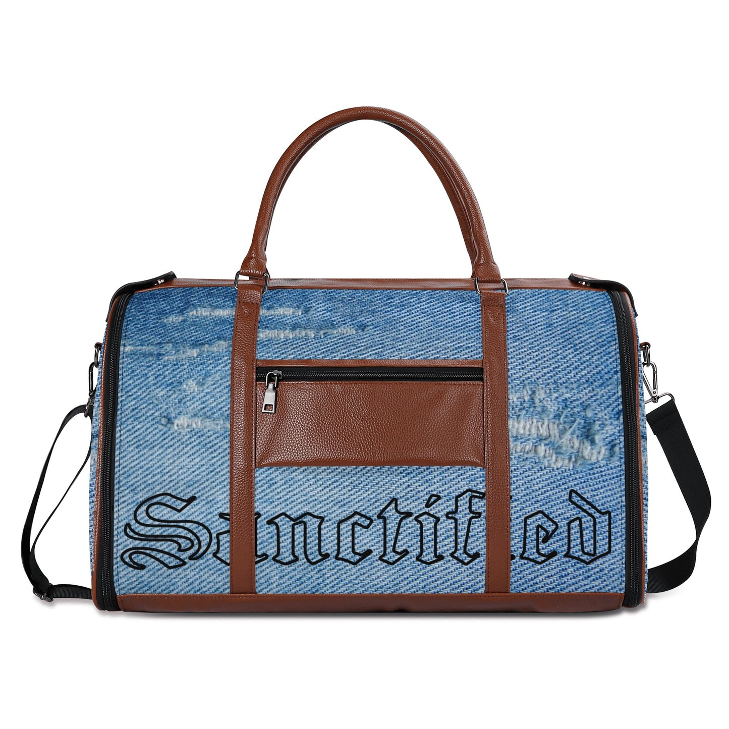 NO HOLDING BACK- Personalized Leather Duffle Bag Foldable Travel Bag, FREE SHIPPING