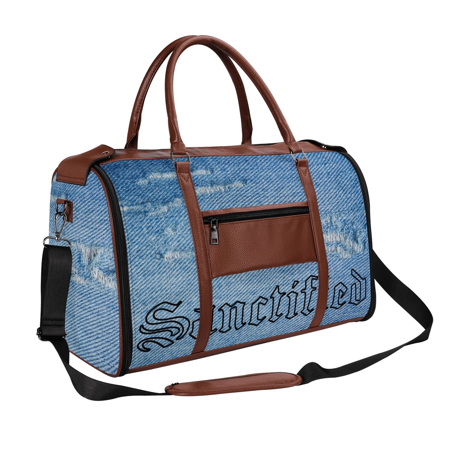 NO HOLDING BACK- Personalized Leather Duffle Bag Foldable Travel Bag, FREE SHIPPING