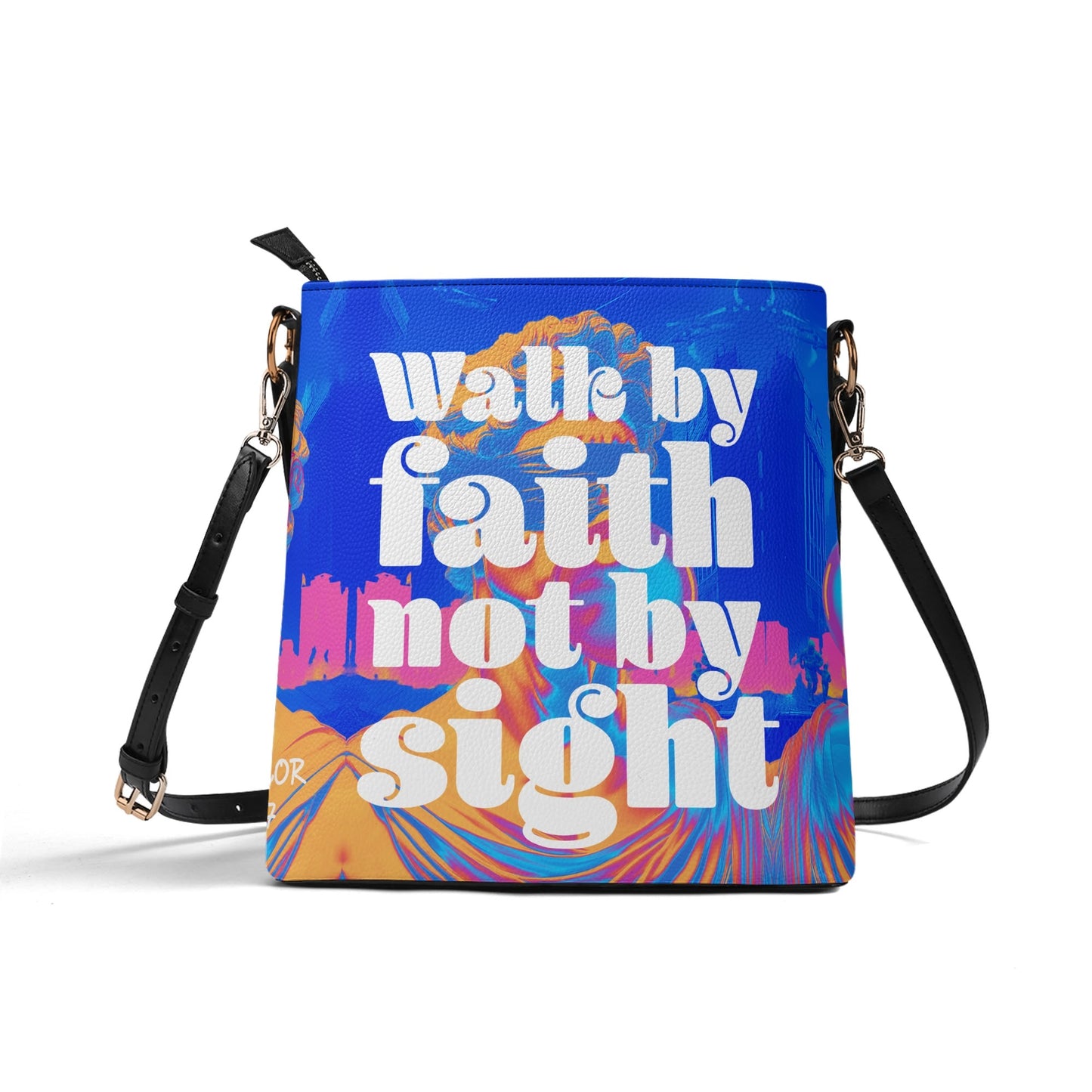 WALK BY FAITH- Womens PU Bucket Bag Shoulder Bag, FREE SHIPPING