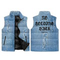 NO HOLDING BACK- Unisex Lightweight All Over Printing Stand Collar Zip Up Puffer Vest, FREE SHIPPING
