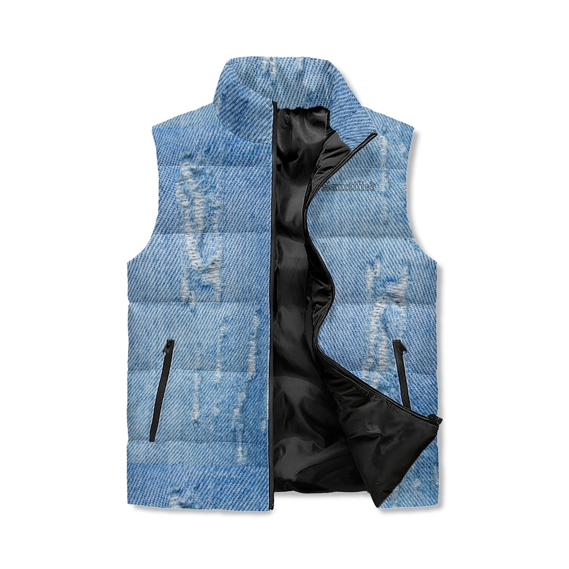 NO HOLDING BACK- Unisex Lightweight All Over Printing Stand Collar Zip Up Puffer Vest, FREE SHIPPING