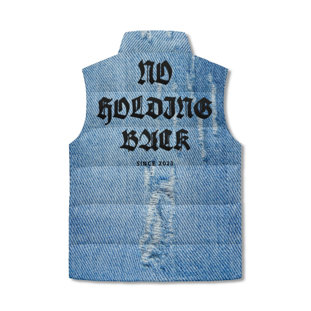 NO HOLDING BACK- Unisex Lightweight All Over Printing Stand Collar Zip Up Puffer Vest, FREE SHIPPING