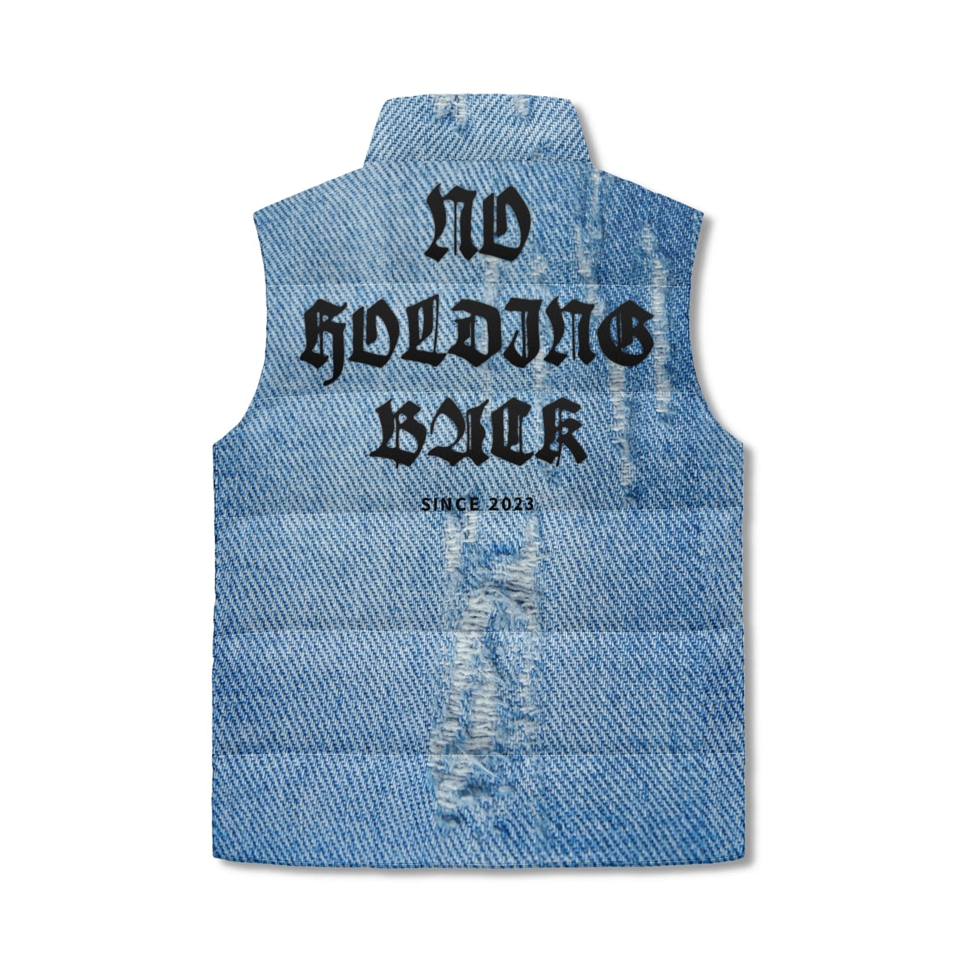 NO HOLDING BACK- Unisex Lightweight All Over Printing Stand Collar Zip Up Puffer Vest, FREE SHIPPING