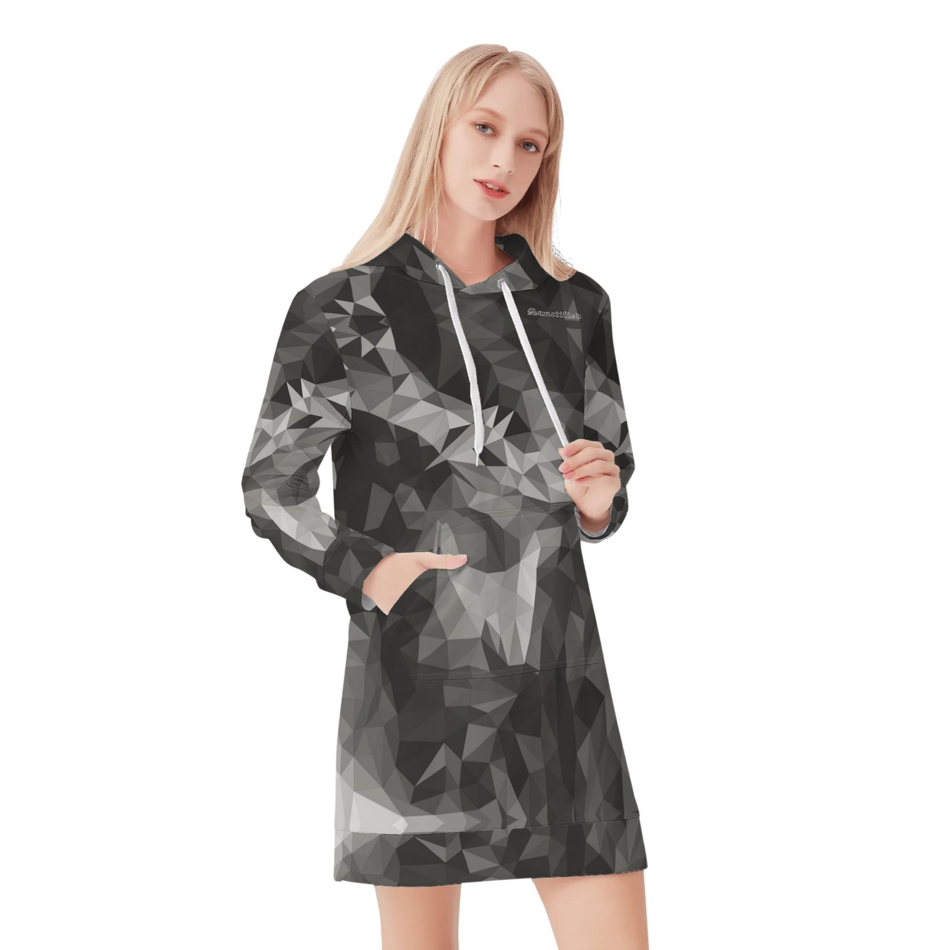 CROWN OF THORNS- Womens All Over Print Warm Velvets Pullover Hoodie Dress, FREE SHIPPING