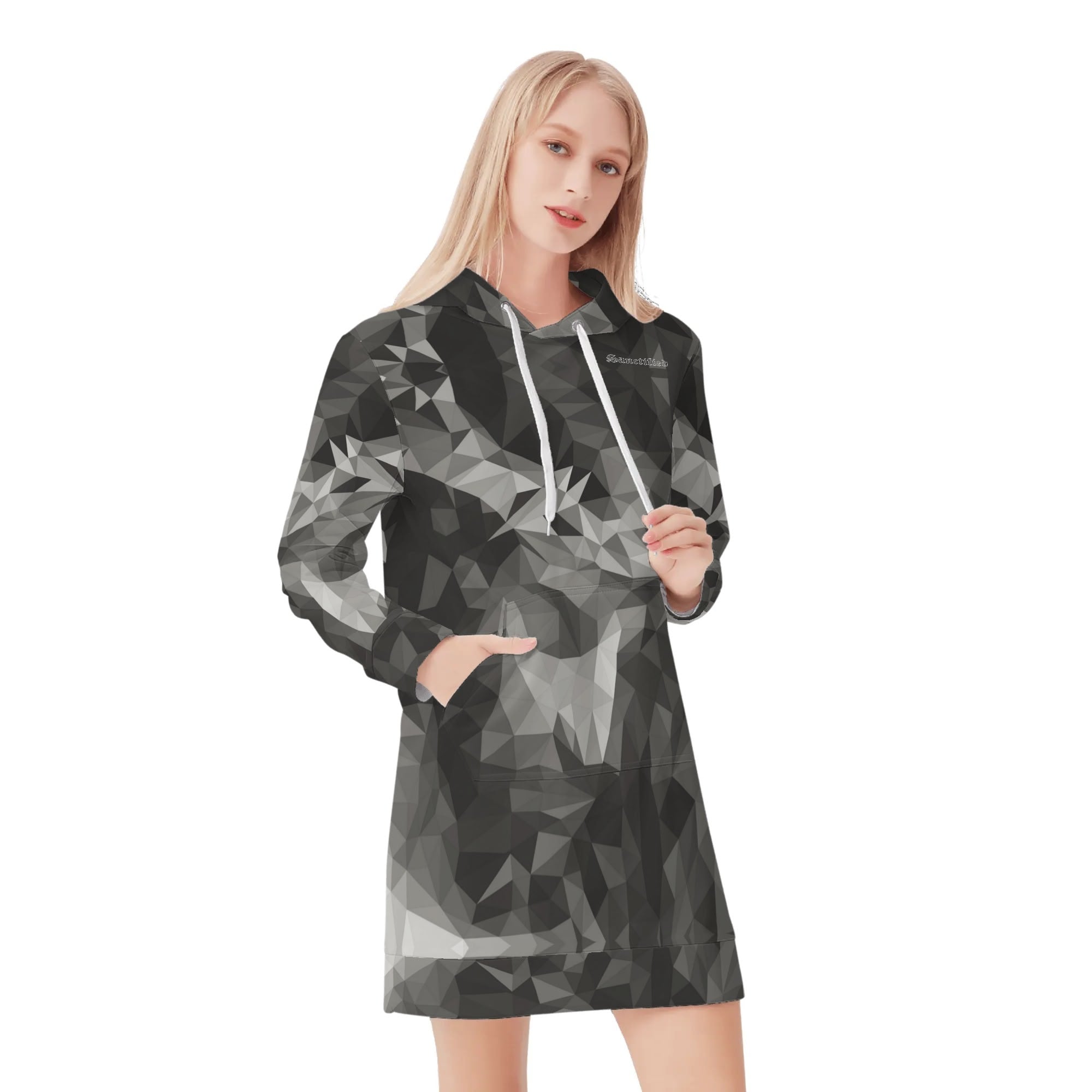 CROWN OF THORNS- Womens All Over Print Warm Velvets Pullover Hoodie Dress, FREE SHIPPING