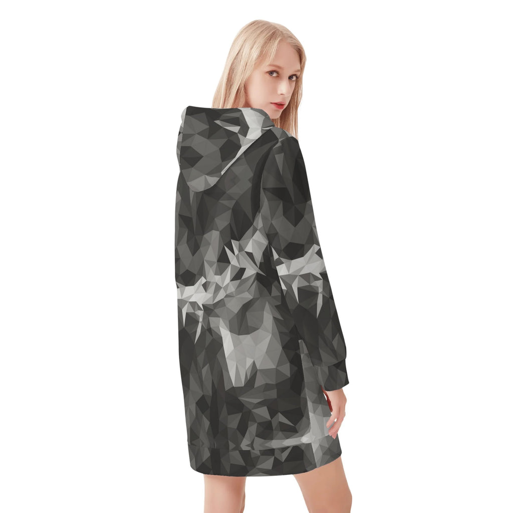 CROWN OF THORNS- Womens All Over Print Warm Velvets Pullover Hoodie Dress, FREE SHIPPING