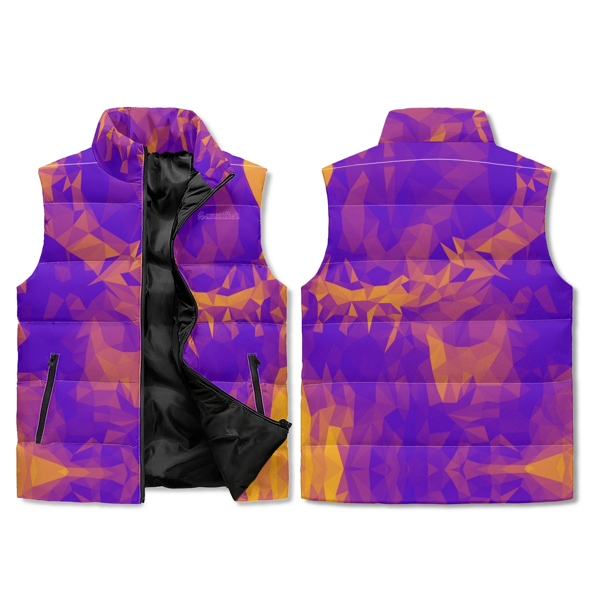 CROWN OF THORNS- Unisex Lightweight All Over Printing Stand Collar Zip Up Puffer Vest, FREE SHIPPING