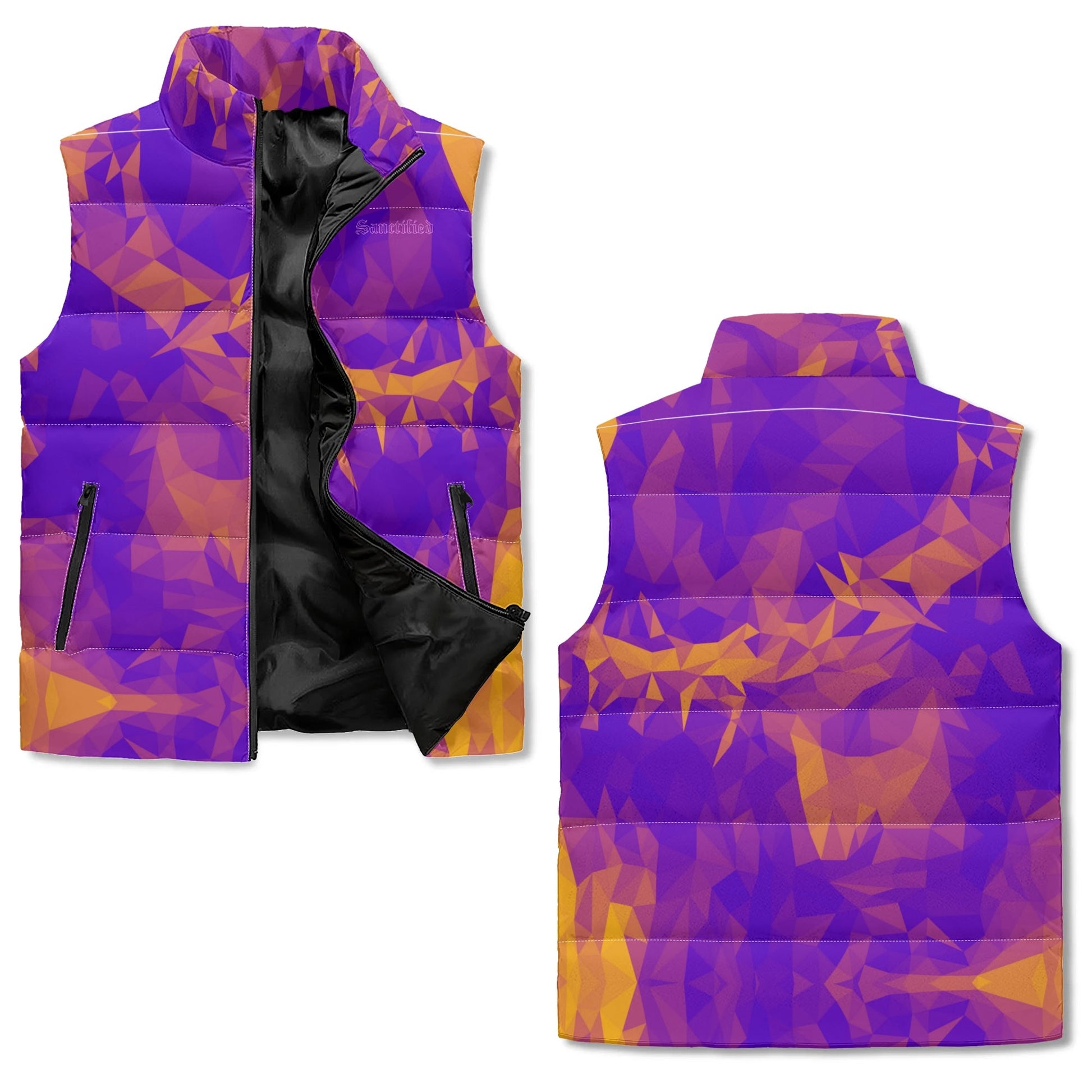CROWN OF THORNS- Unisex Lightweight All Over Printing Stand Collar Zip Up Puffer Vest, FREE SHIPPING