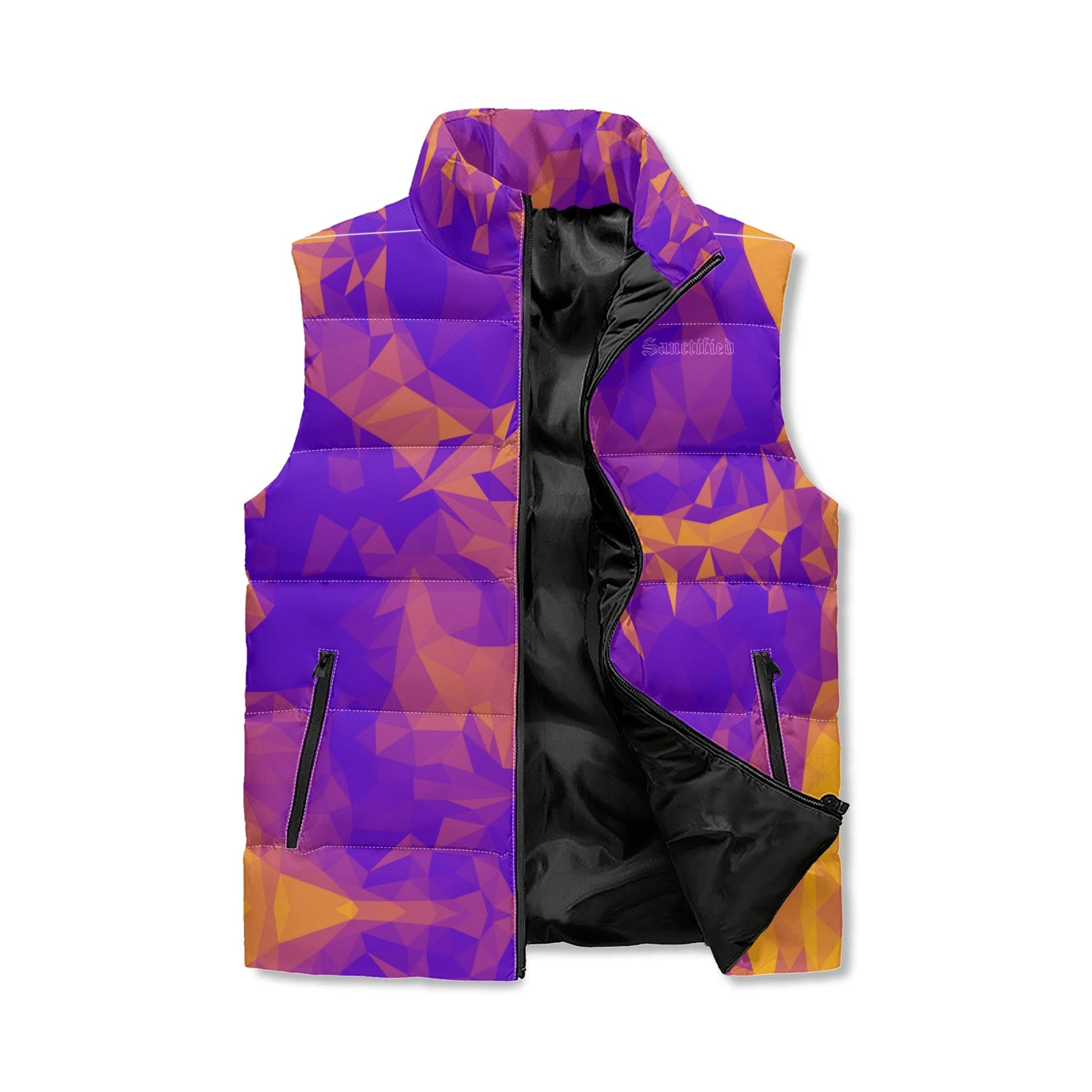 CROWN OF THORNS- Unisex Lightweight All Over Printing Stand Collar Zip Up Puffer Vest, FREE SHIPPING