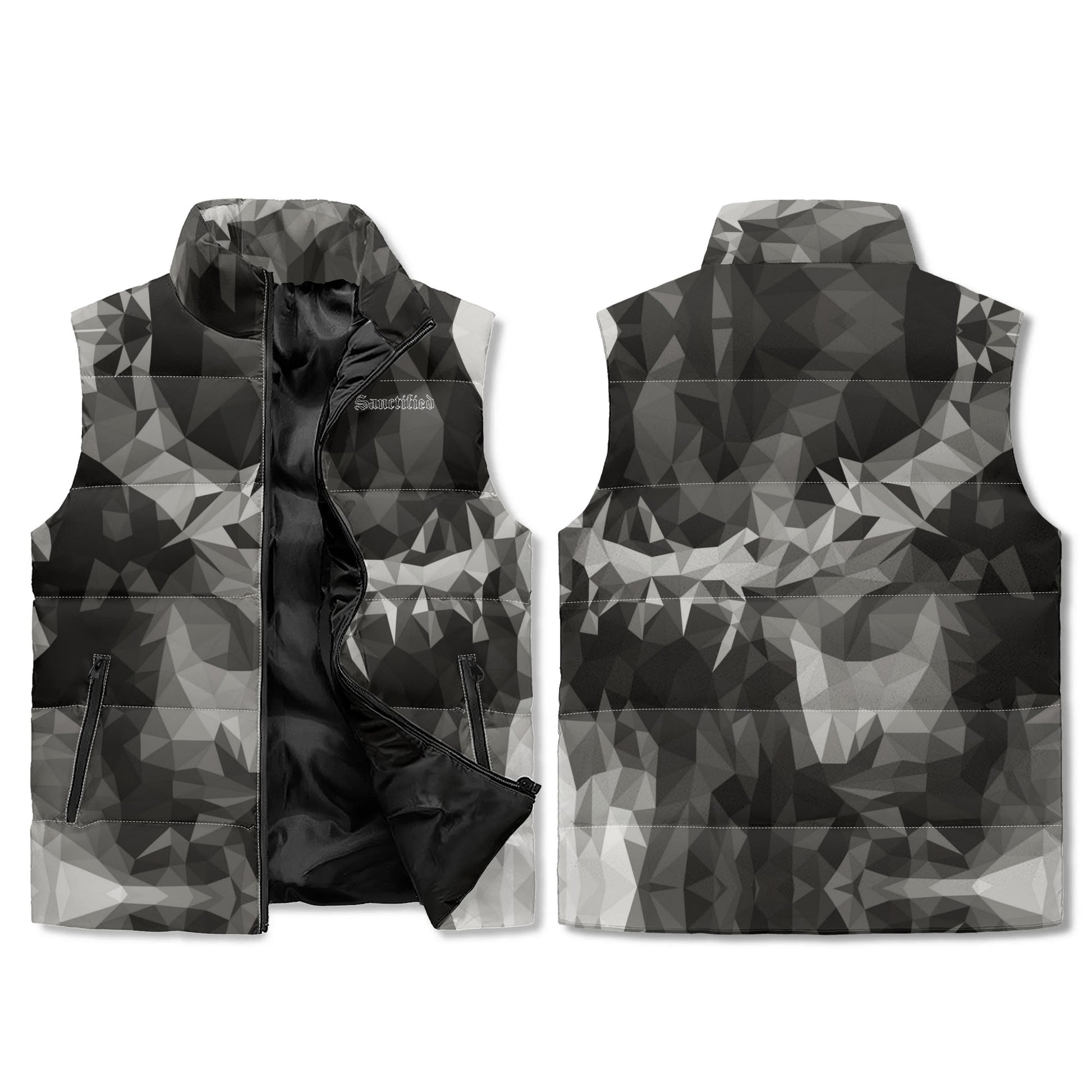 CROWN OF THORNS- Unisex Lightweight All Over Printing Stand Collar Zip Up Puffer Vest, FREE SHIPPING