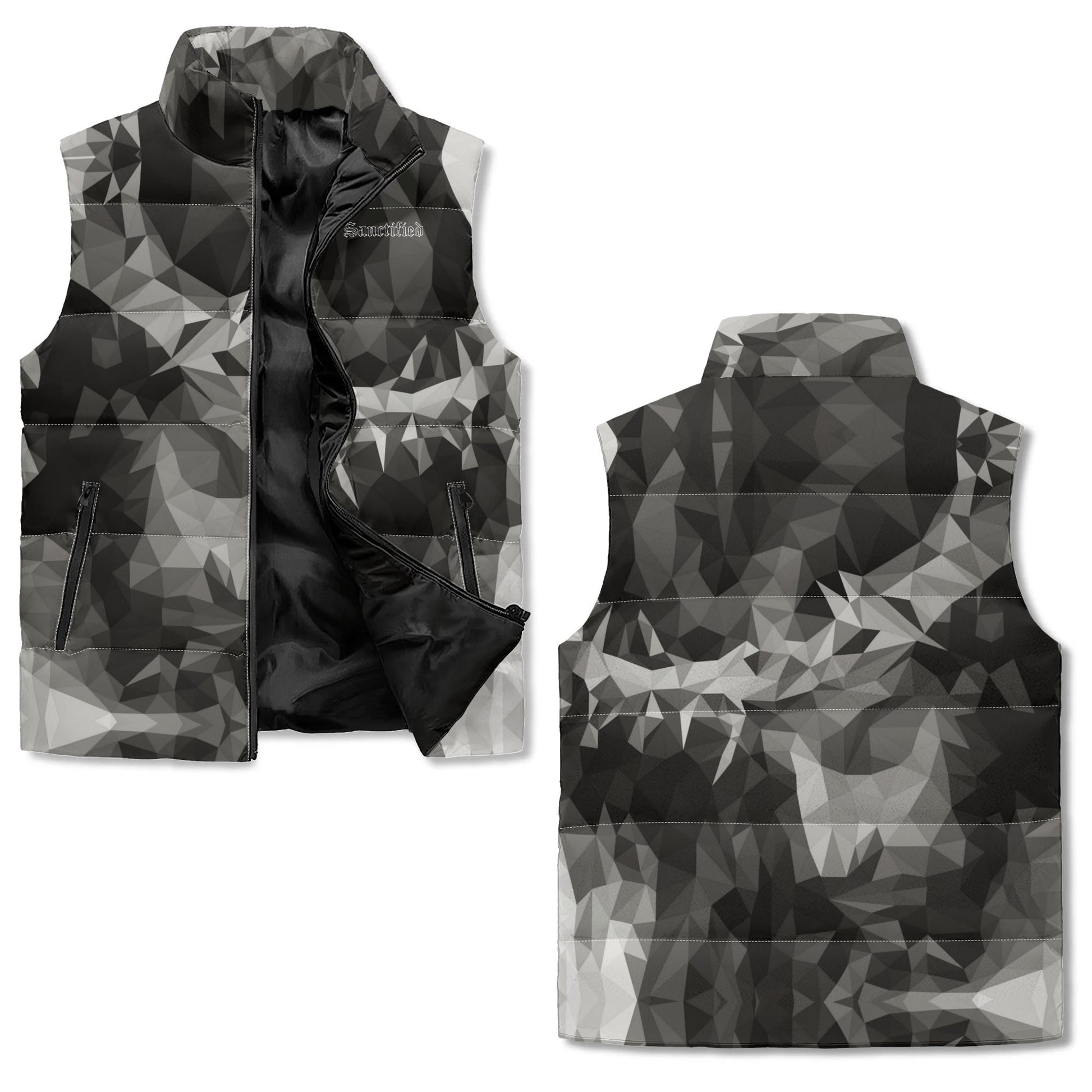 CROWN OF THORNS- Unisex Lightweight All Over Printing Stand Collar Zip Up Puffer Vest, FREE SHIPPING