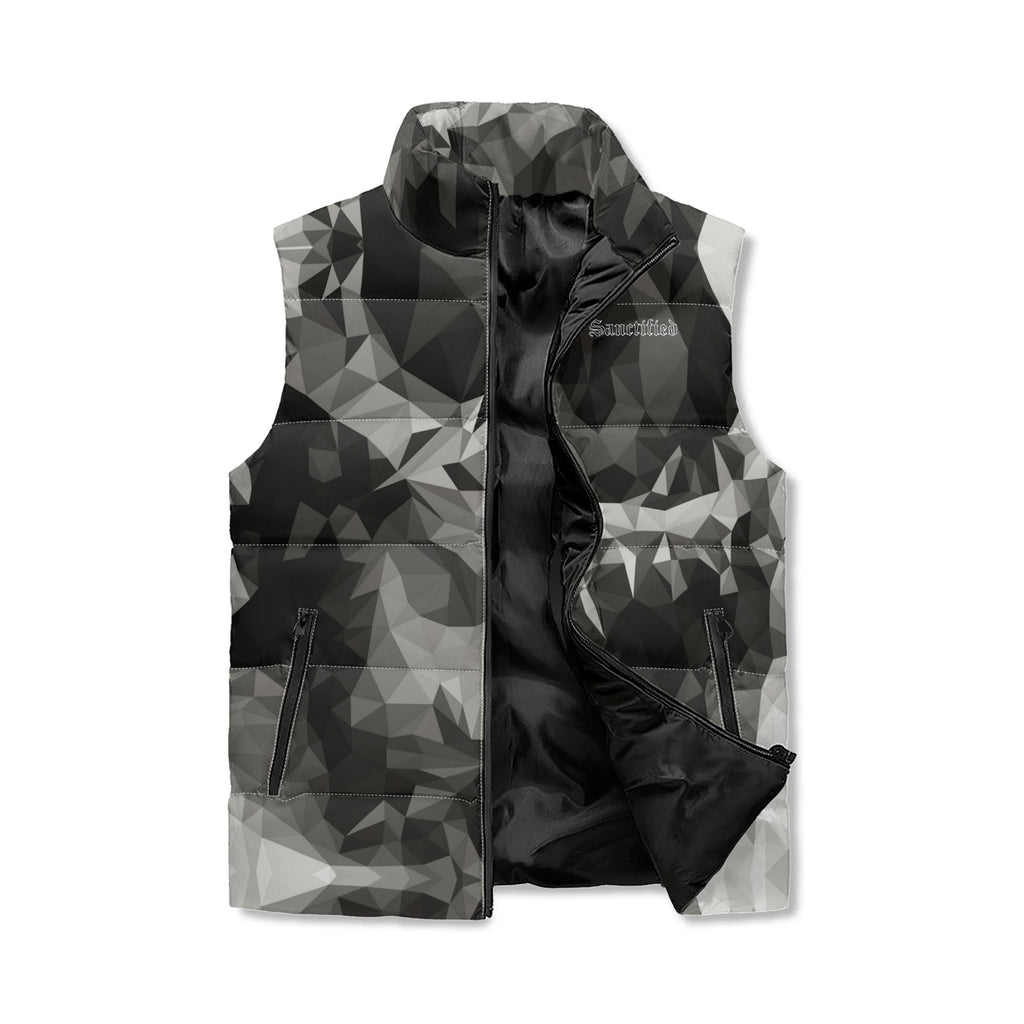 CROWN OF THORNS- Unisex Lightweight All Over Printing Stand Collar Zip Up Puffer Vest, FREE SHIPPING