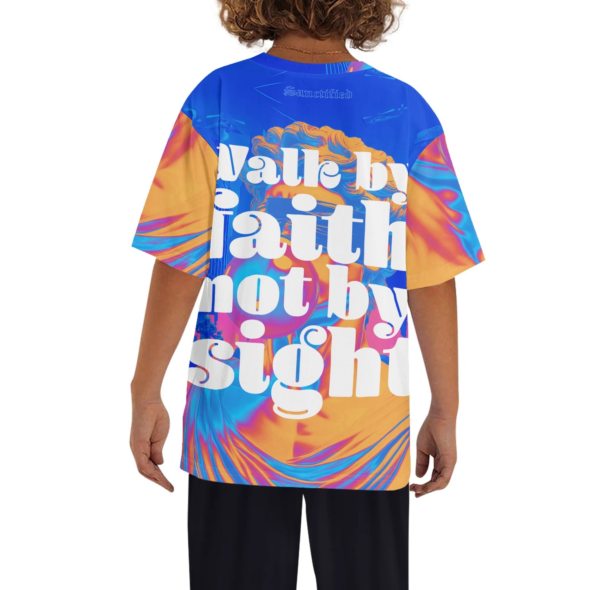WALK BY FAITH- Childrens Loose Fit Short Sleeve T-Shirt Pull on Tees, FREE SHIPPING