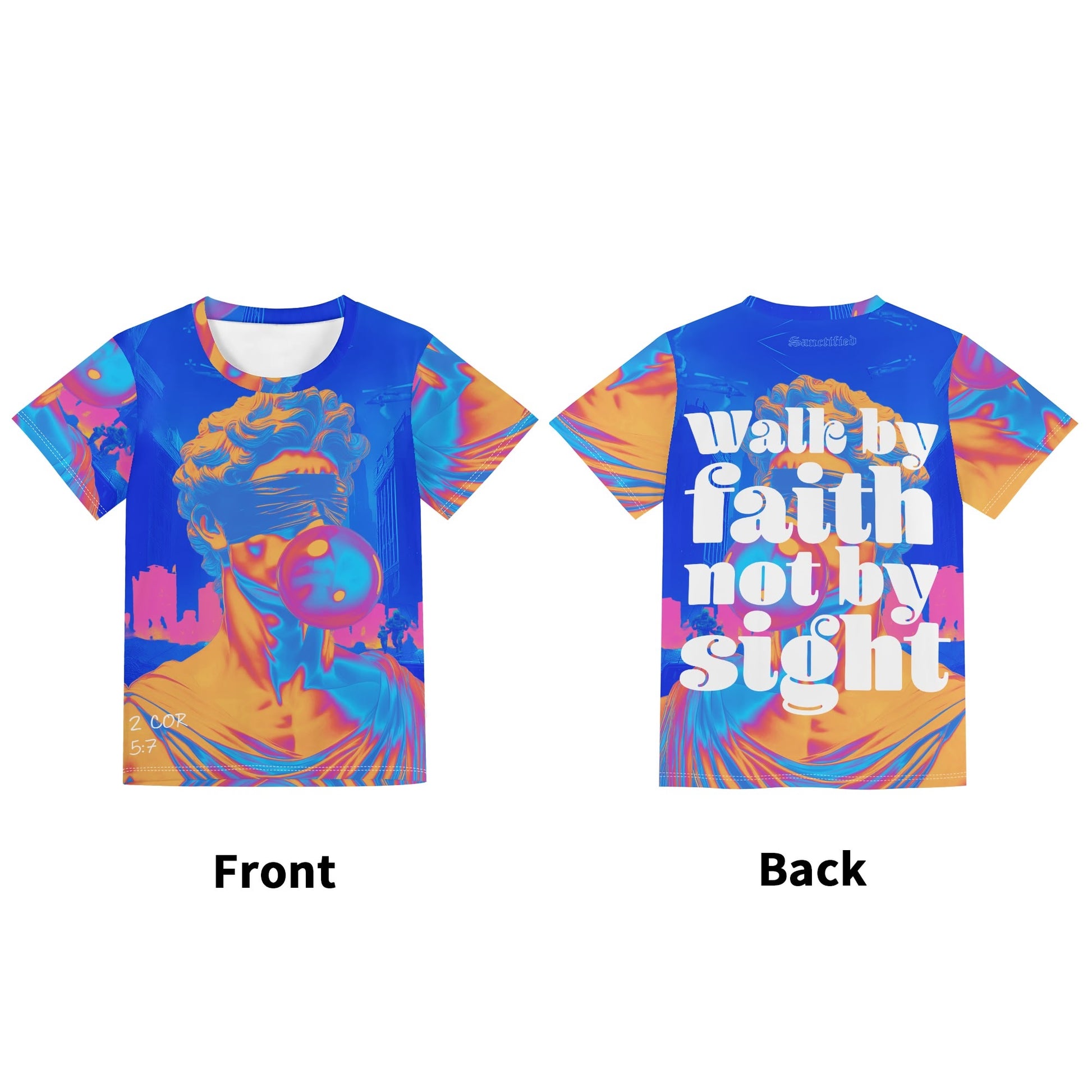 WALK BY FAITH- Childrens Loose Fit Short Sleeve T-Shirt Pull on Tees, FREE SHIPPING