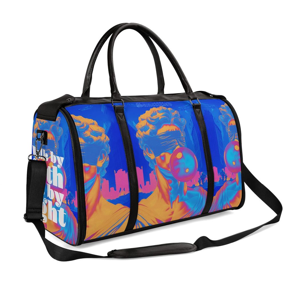 WALK BY FAITH- Personalized Leather Duffle Bag Foldable Travel Bag, FREE SHIPPING