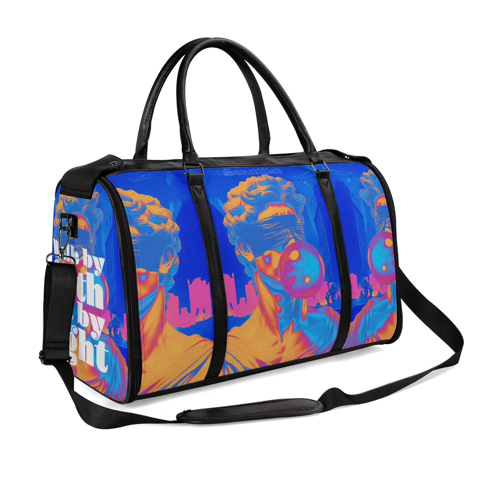 WALK BY FAITH- Personalized Leather Duffle Bag Foldable Travel Bag, FREE SHIPPING