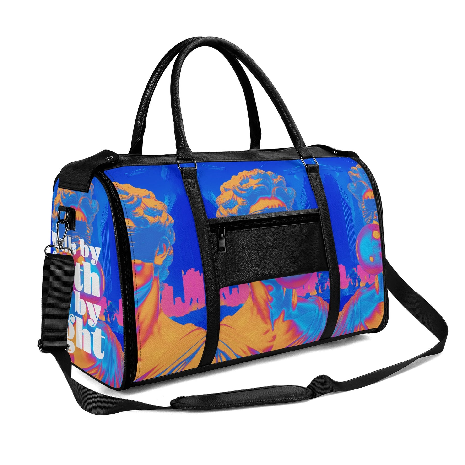 WALK BY FAITH- Personalized Leather Duffle Bag Foldable Travel Bag, FREE SHIPPING