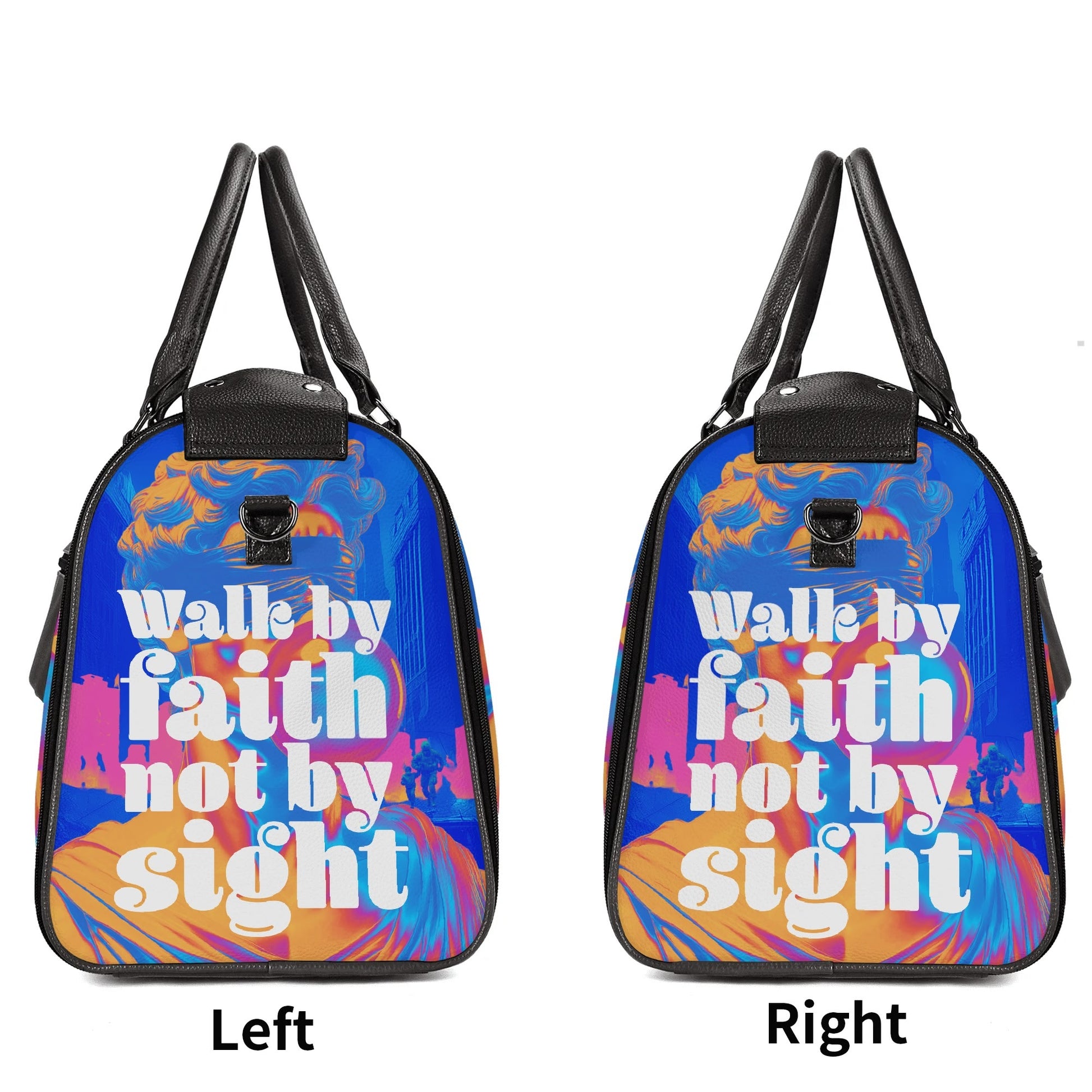 WALK BY FAITH- Personalized Leather Duffle Bag Foldable Travel Bag, FREE SHIPPING