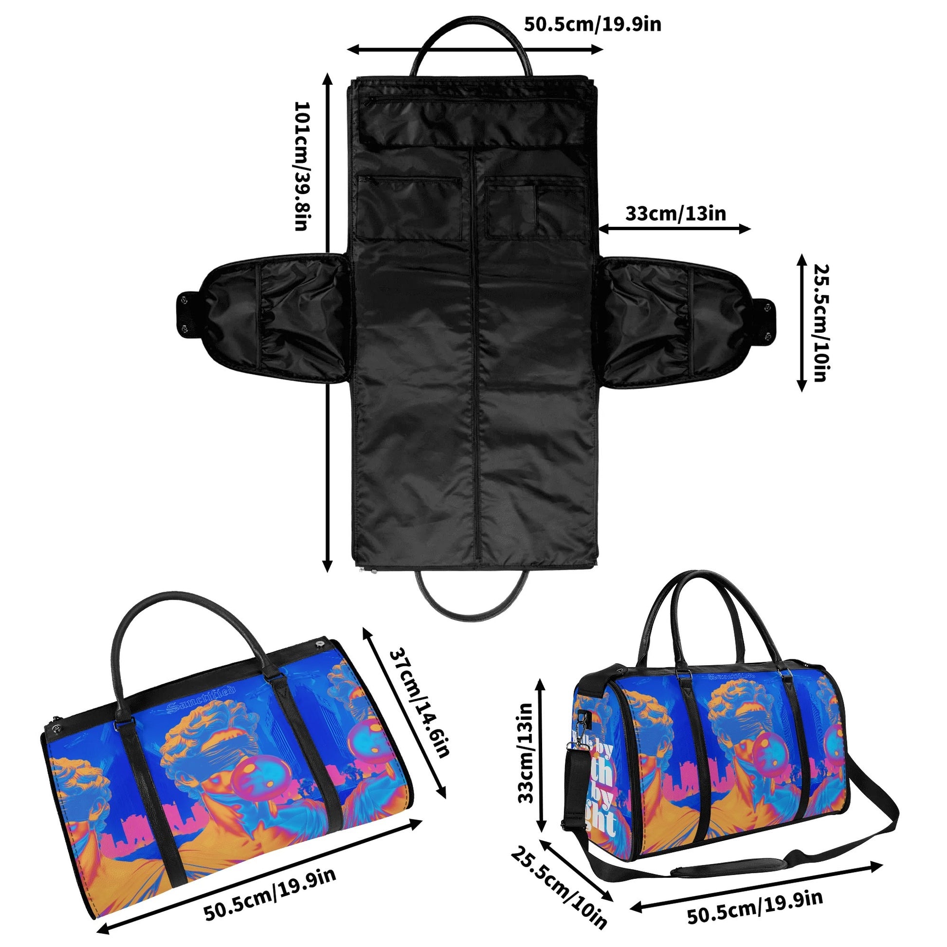 WALK BY FAITH- Personalized Leather Duffle Bag Foldable Travel Bag, FREE SHIPPING
