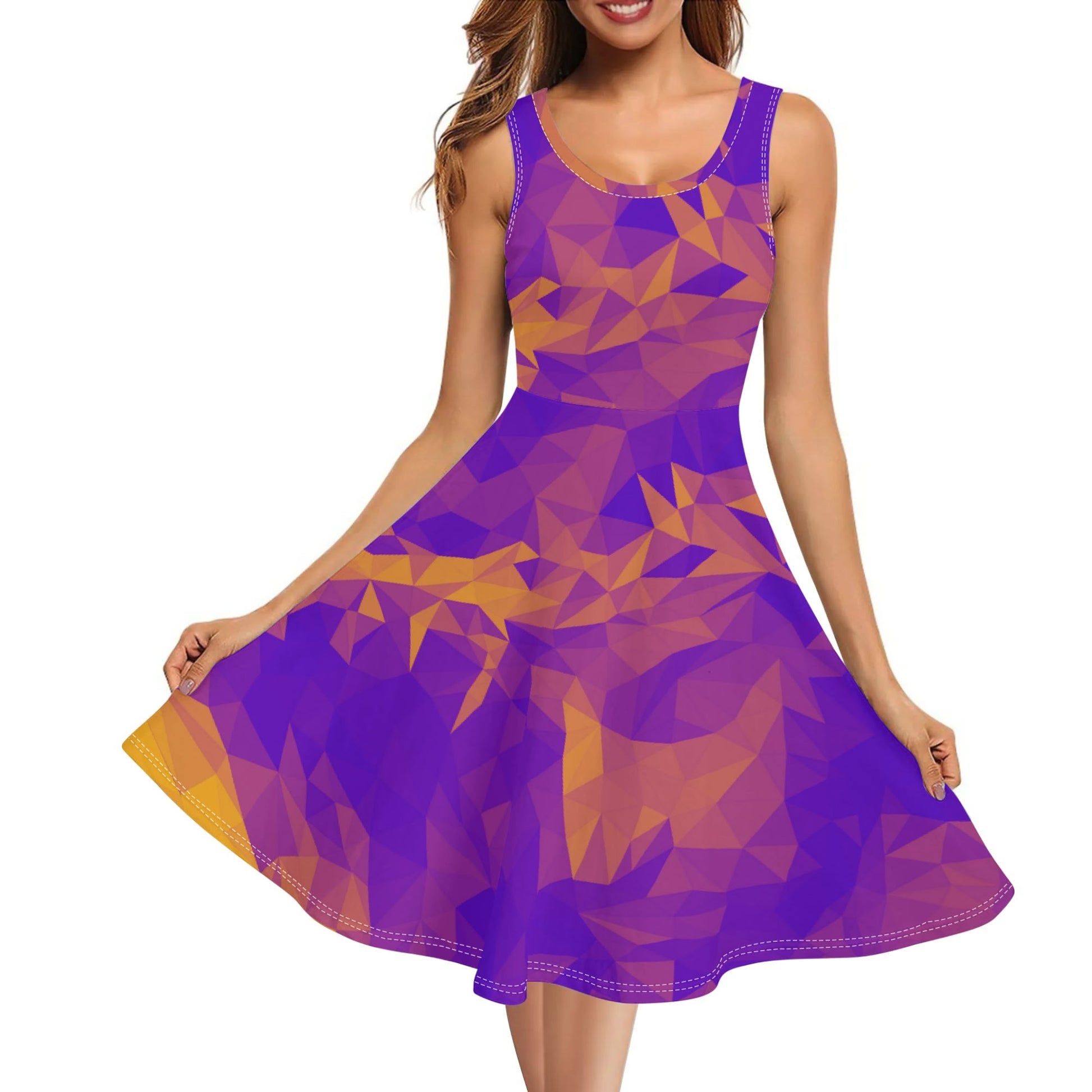 CROWN OF THORNS- Womens Tank Dress Midi Wrap Round Neck Sleeveless Sundress, FREE SHIPPING