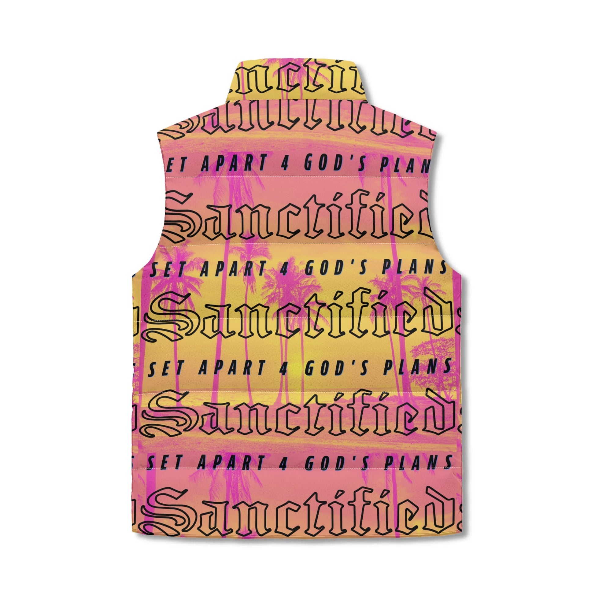 SANCTIFIED- Unisex Lightweight All Over Printing Stand Collar Zip Up Puffer Vest, FREE SHIPPING