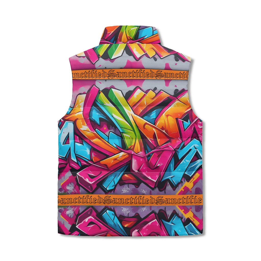 SANCTIFIED- Unisex Lightweight All Over Printing Stand Collar Zip Up Puffer Vest, FREE SHIPPING