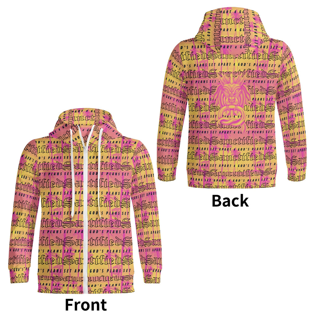 SANCTIFIED- Adult Full Zip Turtleneck Hoodie Streetwear, Free Shipping
