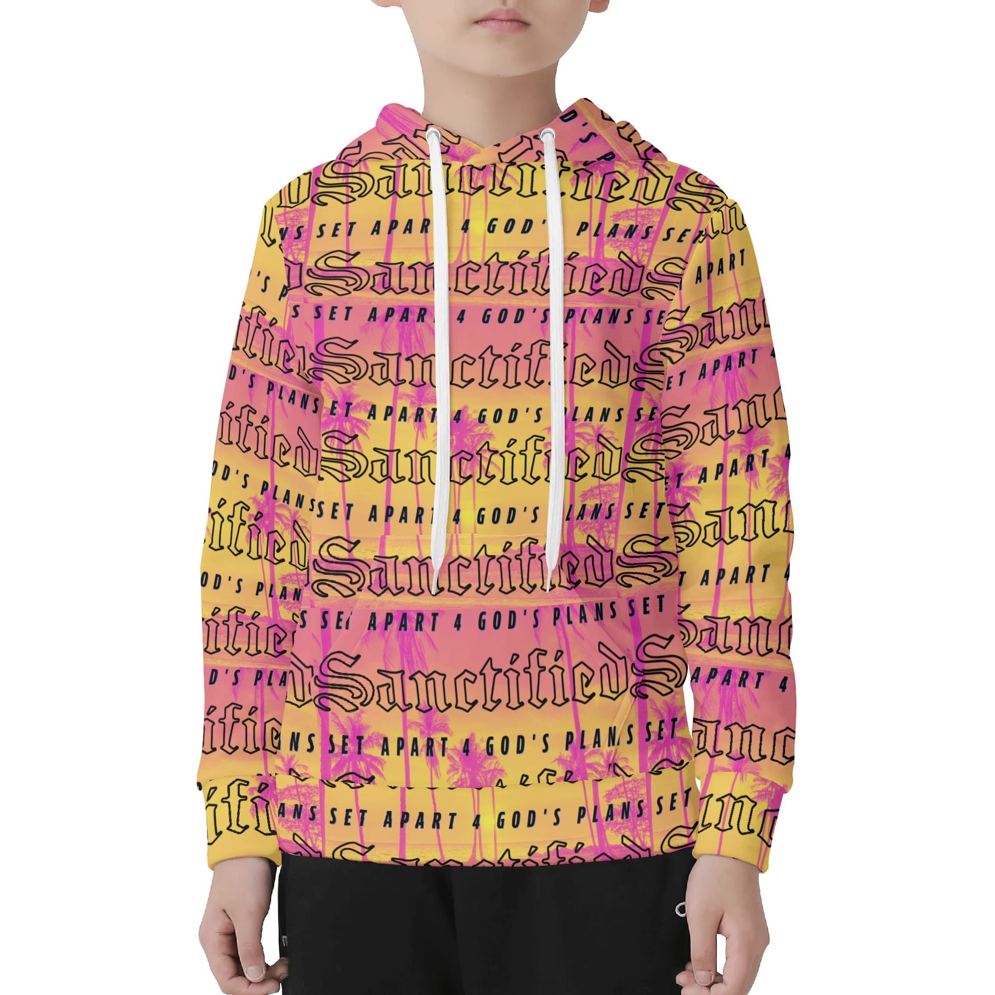 SANCTIFIED- Children All Over Print Warm Velvets Pair Of Hoodie, FREE SHIPPING