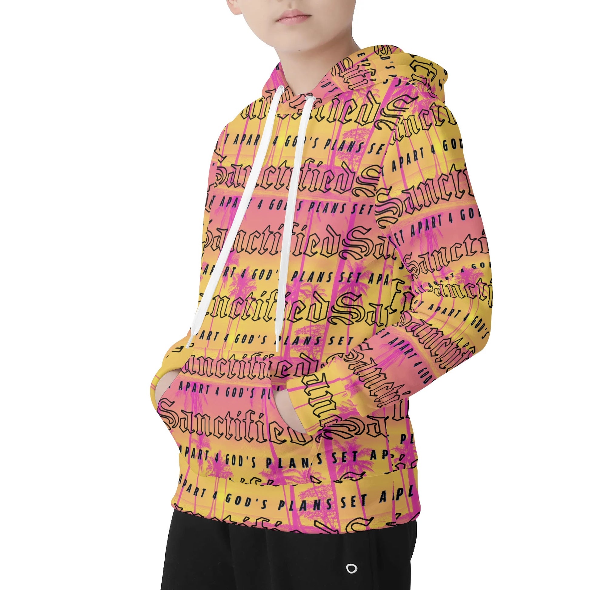 SANCTIFIED- Children All Over Print Warm Velvets Pair Of Hoodie, FREE SHIPPING