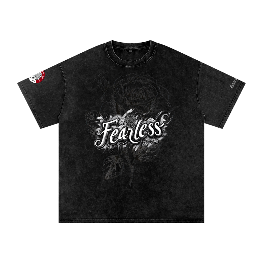 FEARLESS- Snow Washed Oversized Cotton T-Shirt