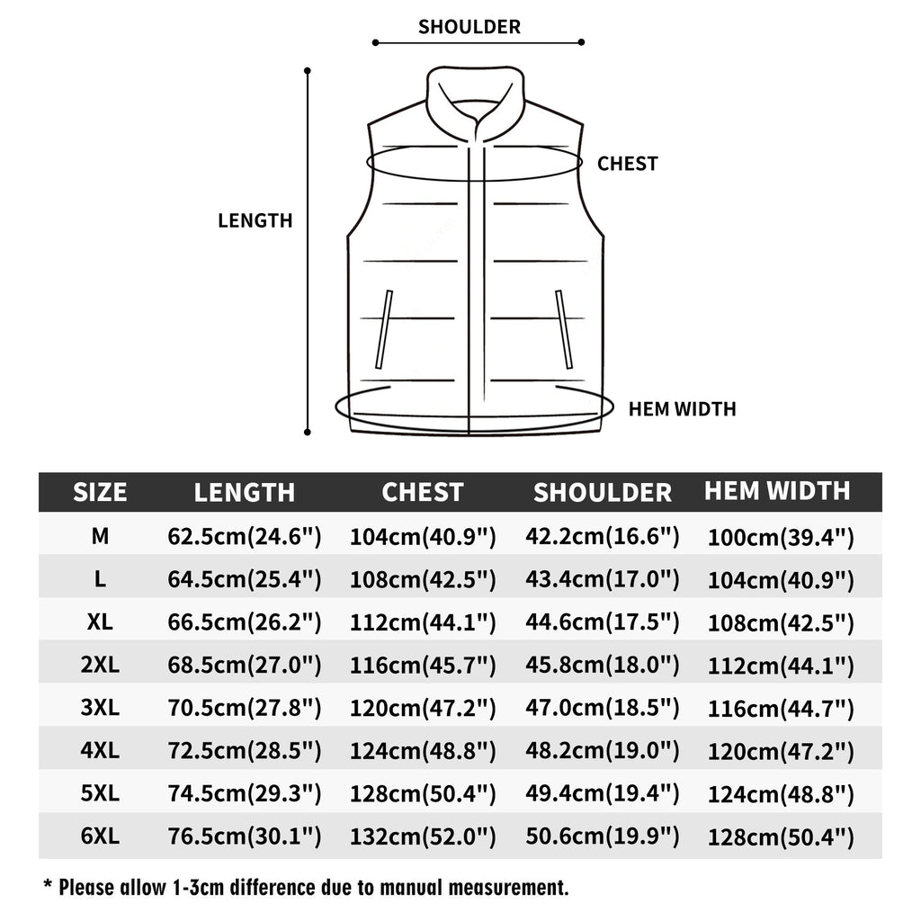 SANCTIFIED- Unisex Lightweight All Over Printing Stand Collar Zip Up Puffer Vest, FREE SHIPPING