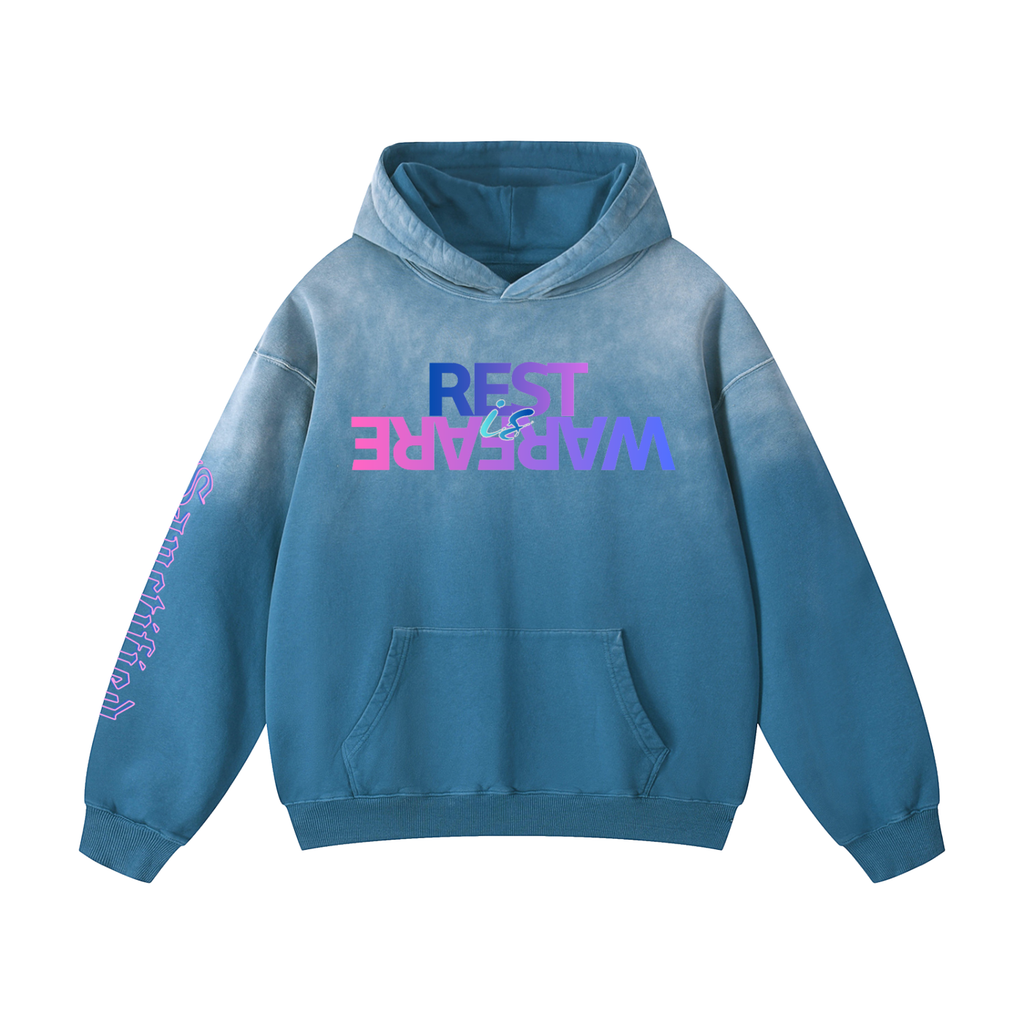 Rest is Warfare- Heavyweight Sunfade Oversized Hoodie