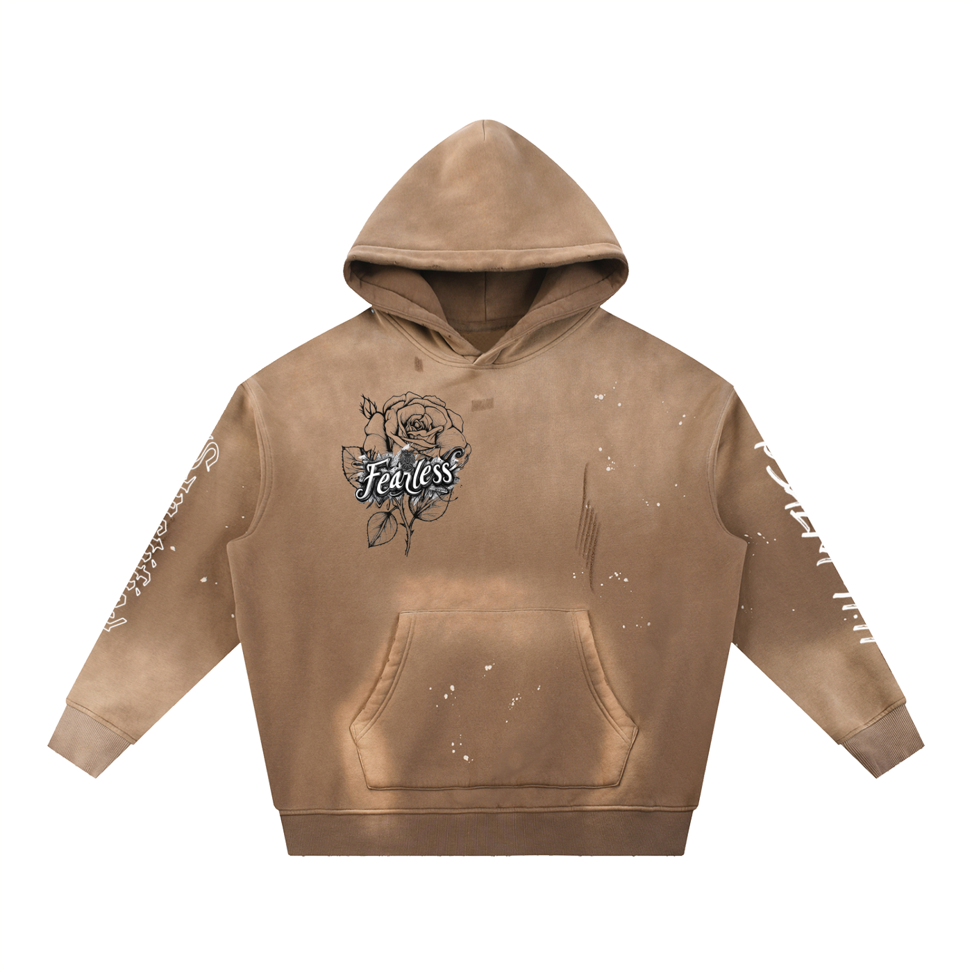 FEARLESS- Vintage Washed Frayed Fleece Hoodie