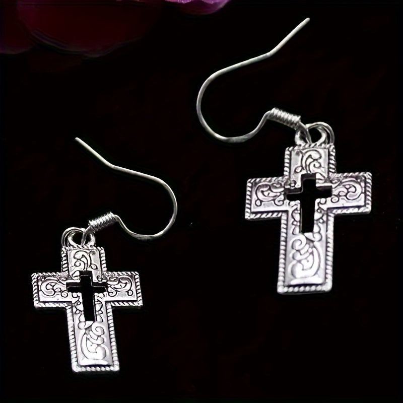 Hollow Cross Pendant Earrings