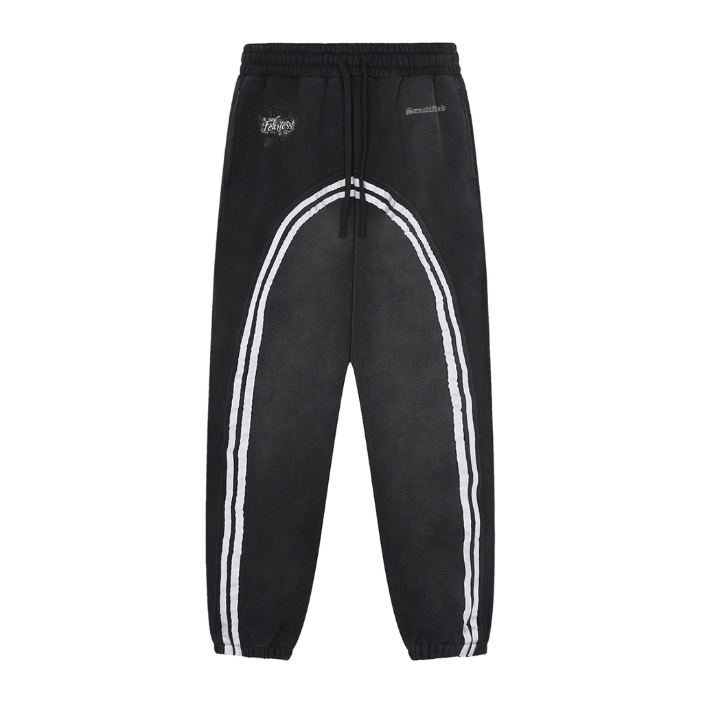 FEARLESS- Sun Fade Contrast Tape Fleece Jogged Sweatpants