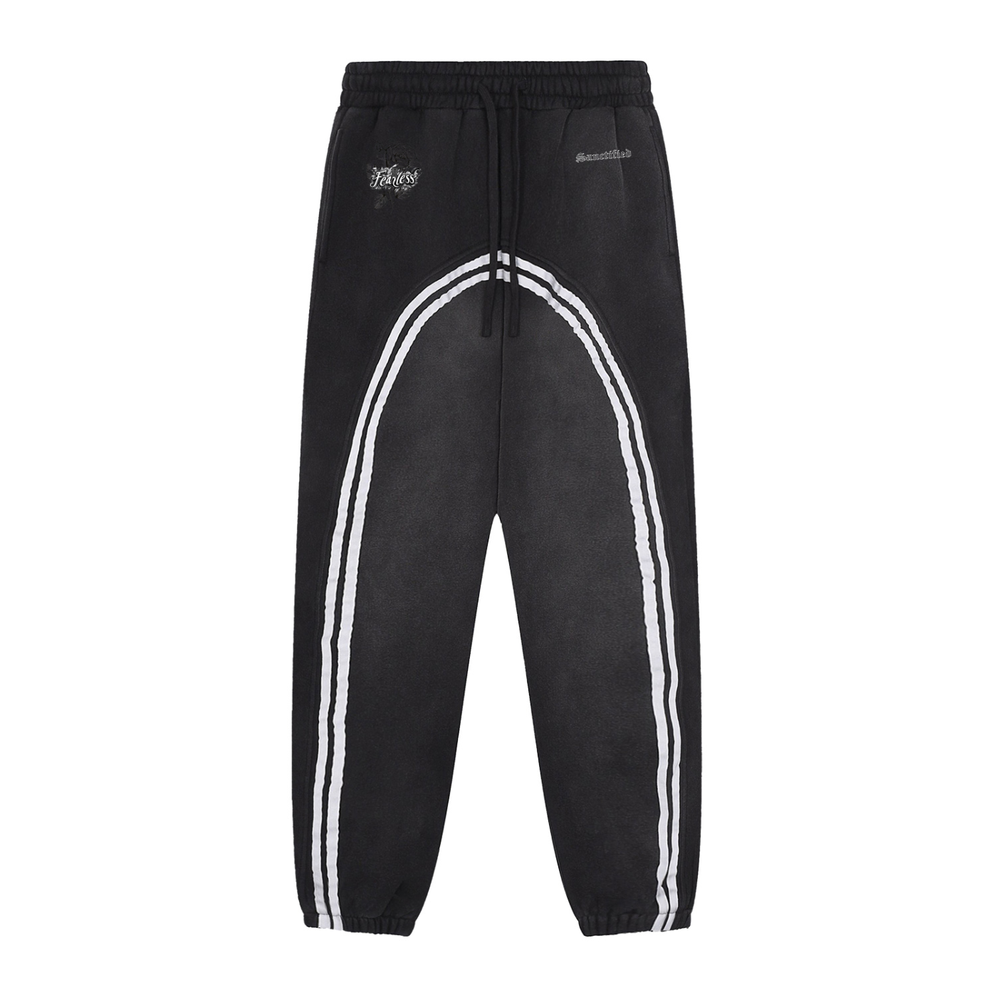 FEARLESS- Sun Fade Contrast Tape Fleece Jogged Sweatpants