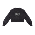 Fearless- Mineral Wash Balloon Sleeve Cropped Sweater